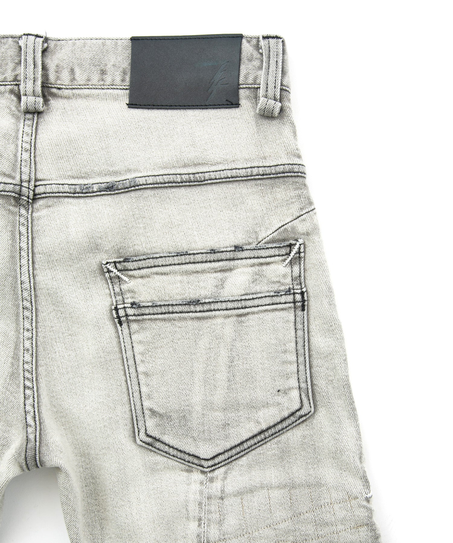 Load image into Gallery viewer, 11oz Organic Cotton Stretch Denim Tight Straight Jeans Crash + Repair / WHITE