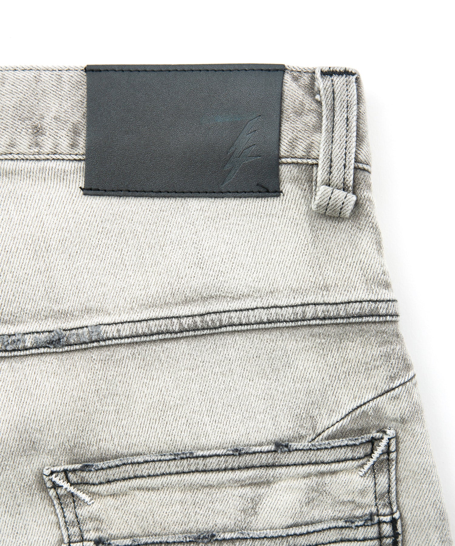 Load image into Gallery viewer, 11oz Organic Cotton Stretch Denim Tight Straight Jeans Crash + Repair / WHITE
