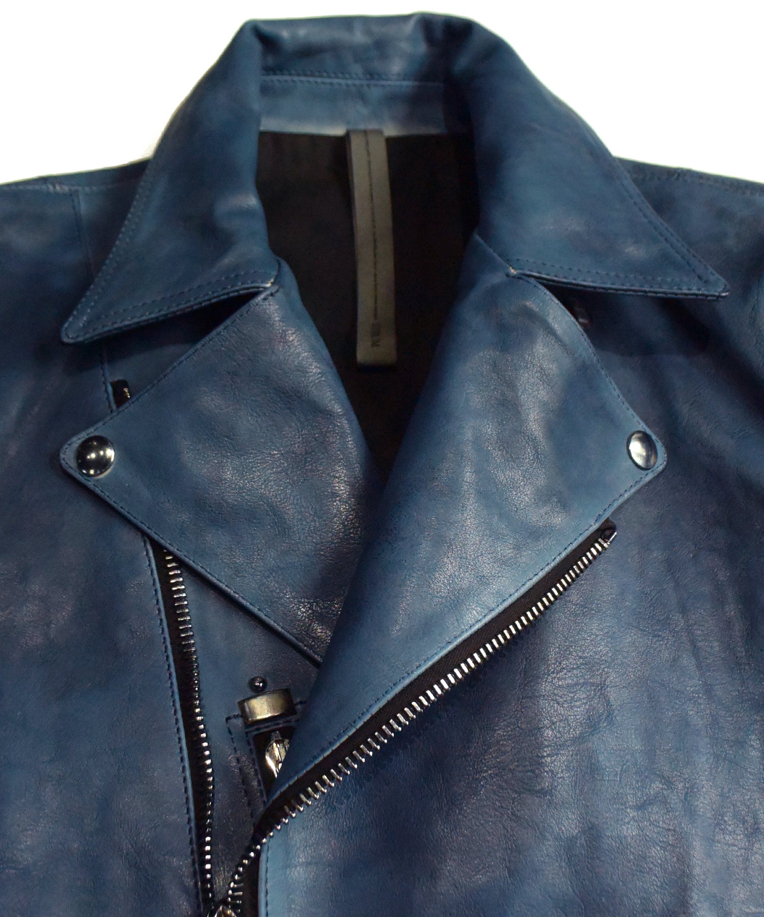 Load image into Gallery viewer, Japan Vegetable Full tanned Calf skin Garment Burning Dyed "HI-FLYER" Double Riders - BLUE