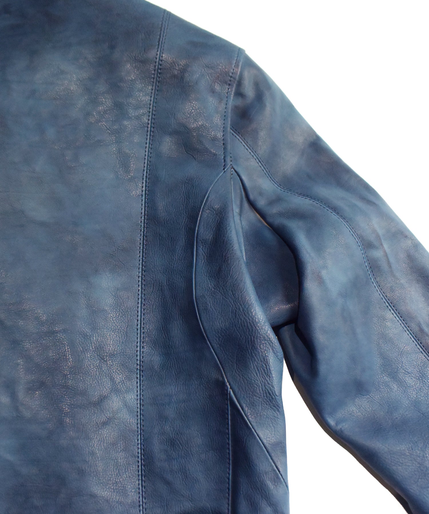 Load image into Gallery viewer, Japan Vegetable Full tanned Calf skin Garment Burning Dyed "HI-FLYER" Double Riders - BLUE