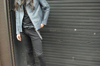 Load image into Gallery viewer, Burning Dyed Domestic Tanned Bends Narrow Belt / GUNBLUE