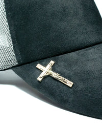 画像をギャラリービューアに読み込む, LEATHER MESH CAP - BLACK×GRAY
