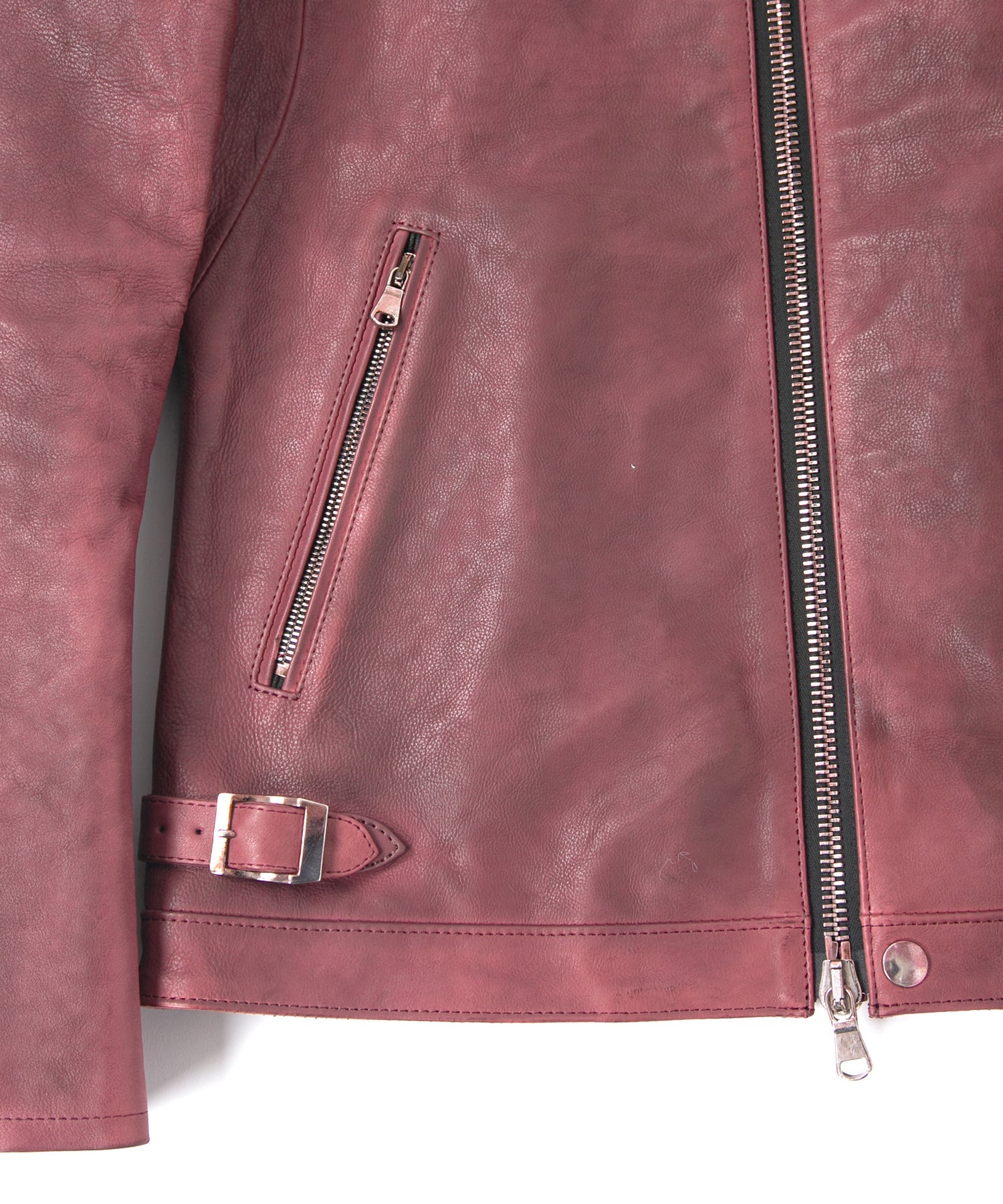 Load image into Gallery viewer, Japan Vegetable Full tanned Calf skin Garment Burning Dyed "FEVER" Single Riders - BURGUNDY