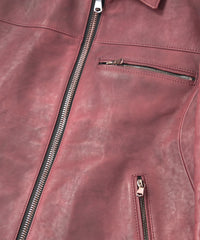 Load image into Gallery viewer, Japan Vegetable Full tanned Calf skin Garment Burning Dyed "FEVER" Single Riders - BURGUNDY