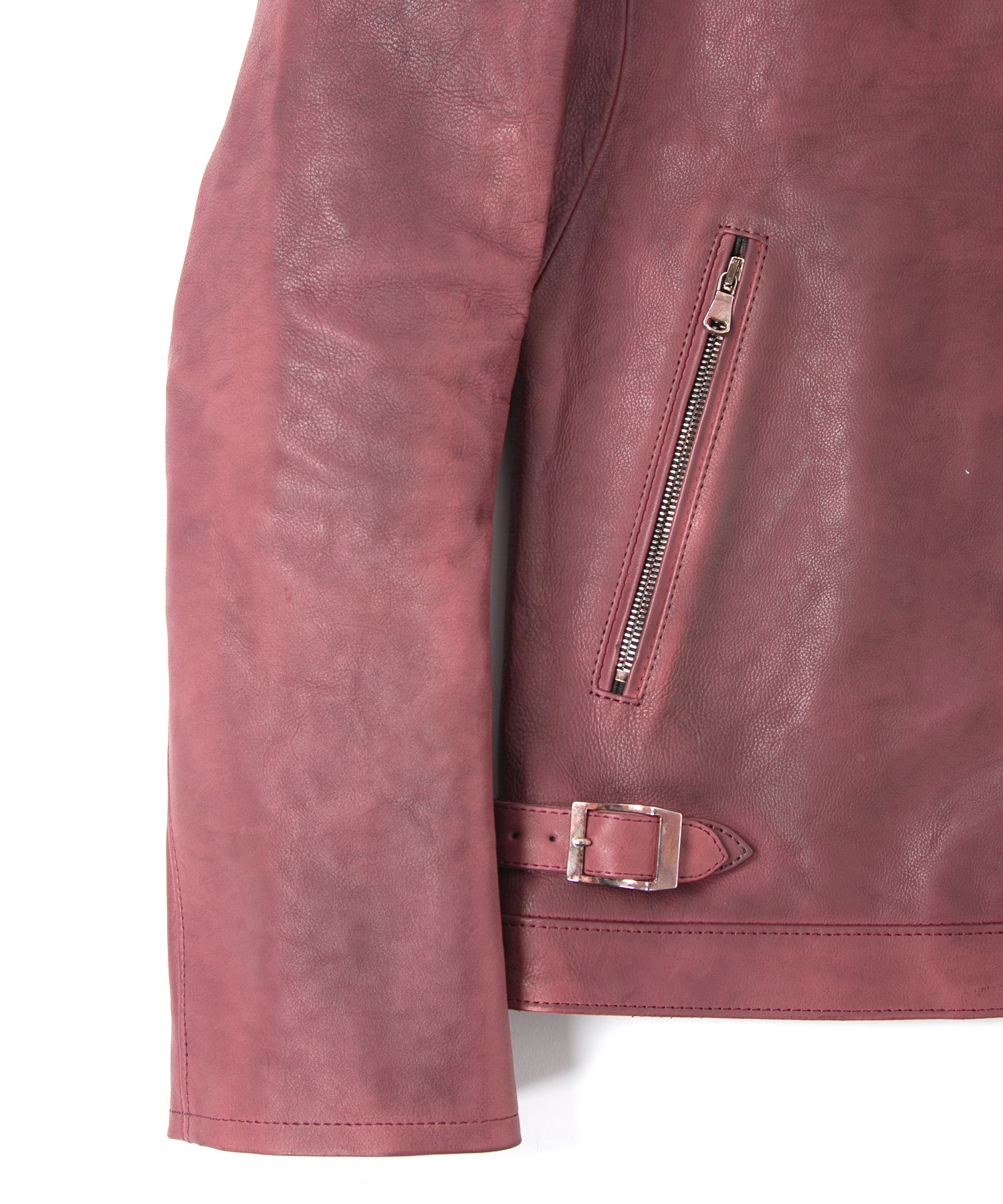 Load image into Gallery viewer, Japan Vegetable Full tanned Calf skin Garment Burning Dyed "FEVER" Single Riders - BURGUNDY