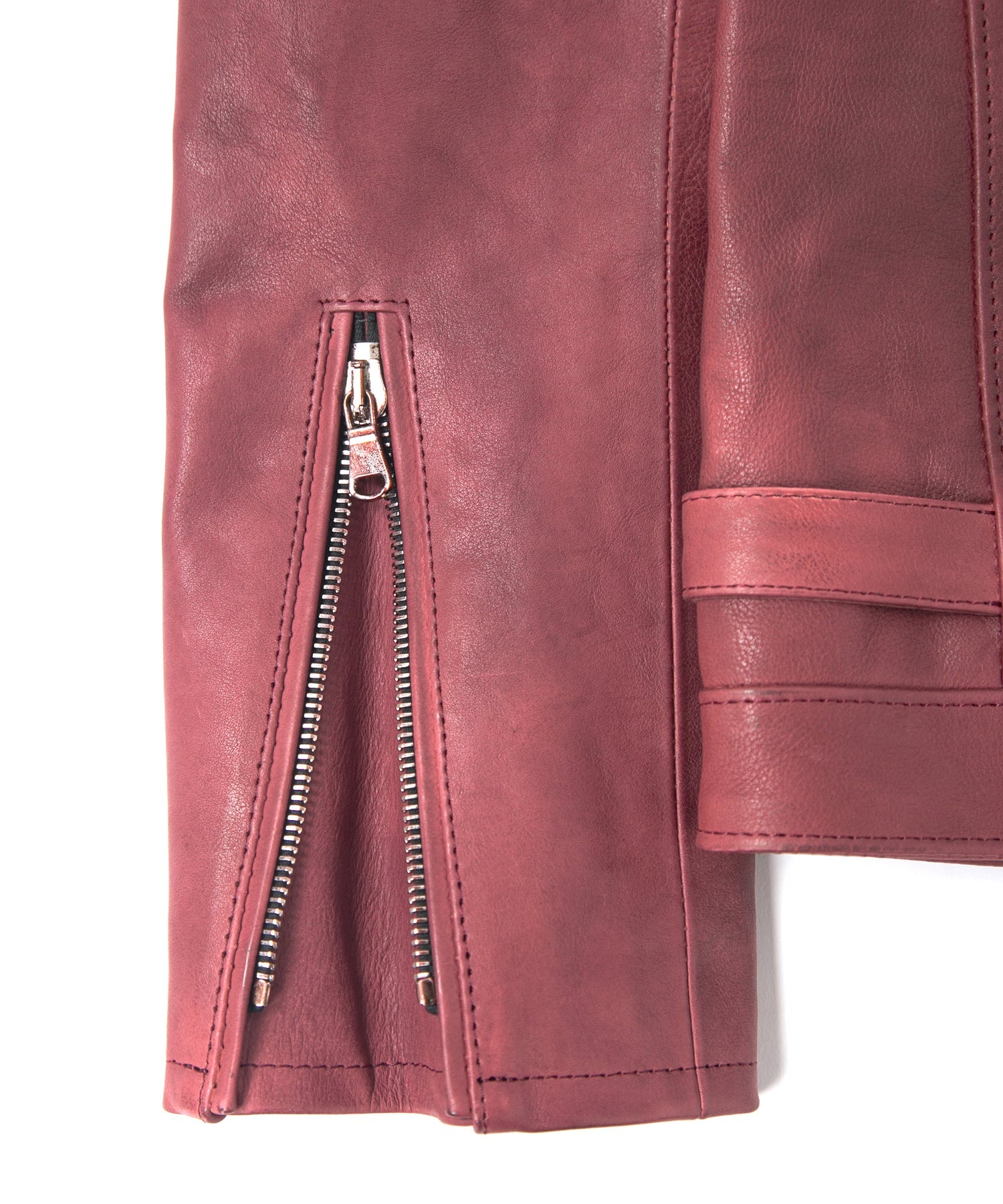 Load image into Gallery viewer, Japan Vegetable Full tanned Calf skin Garment Burning Dyed "FEVER" Single Riders - BURGUNDY