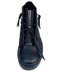 Load image into Gallery viewer, Leather Zip Tan Sneakers BLACK REVOLT 2 - ALL BLACK