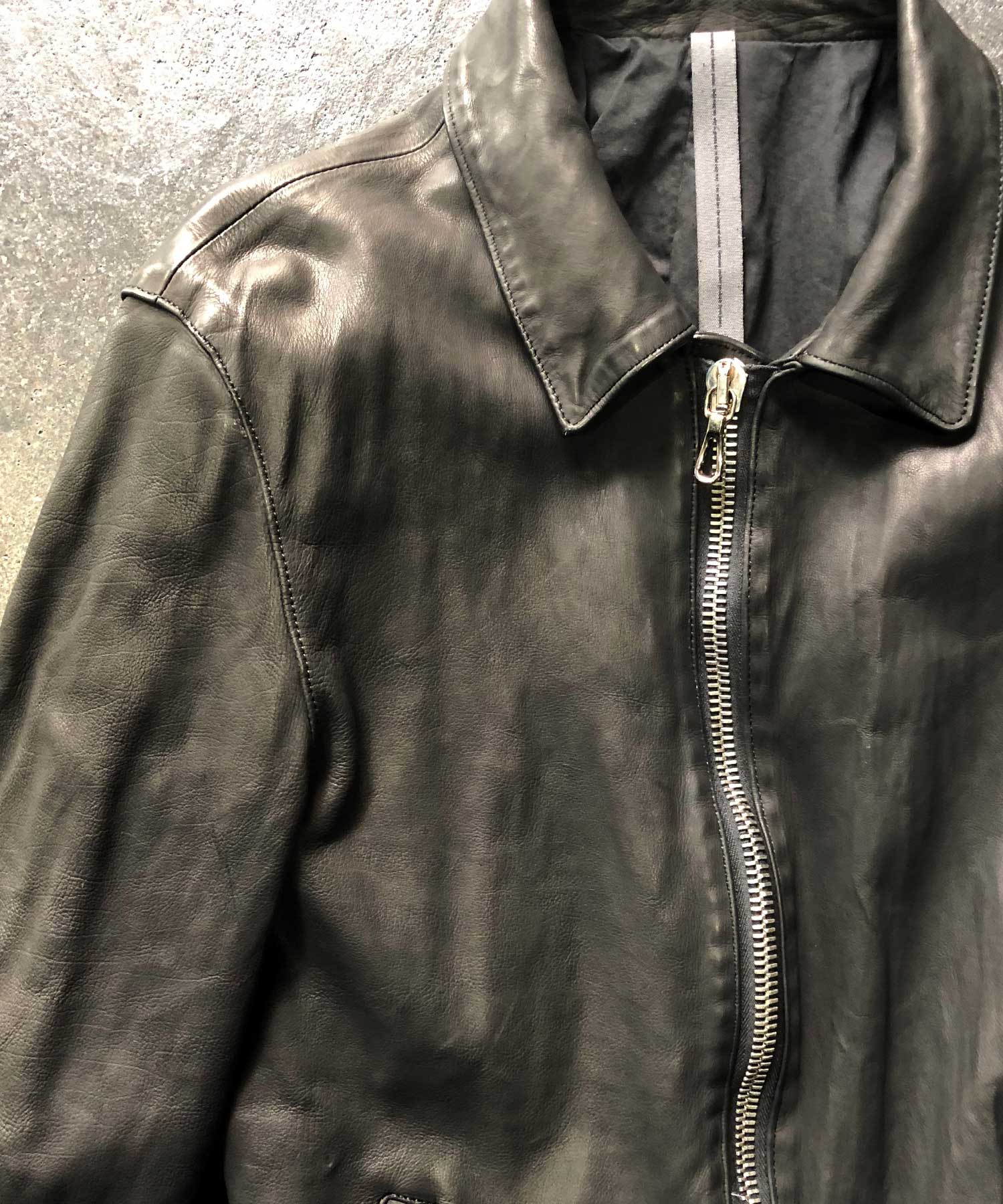 Load image into Gallery viewer, Domestic Vegetable Full Tanned Calf Skin Garment Dyed Single Riders Jacket / Black
