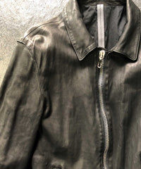 Load image into Gallery viewer, Domestic Vegetable Full Tanned Calf Skin Garment Dyed Single Riders Jacket / Black