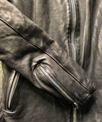 Load image into Gallery viewer, Domestic Vegetable Full Tanned Calf Skin Garment Dyed Single Riders Jacket / Black