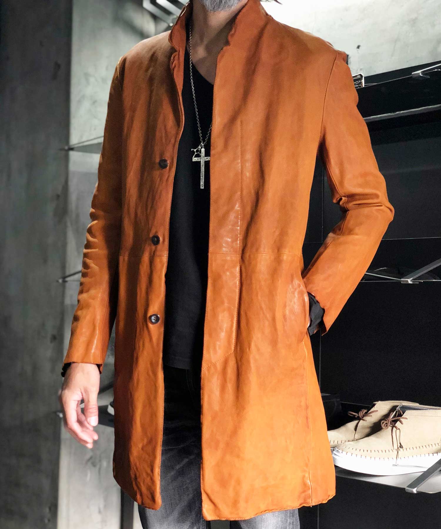 Load image into Gallery viewer, Domestic Vegetable Full Tanned Calf Skin Garment Dyed Long Jacket