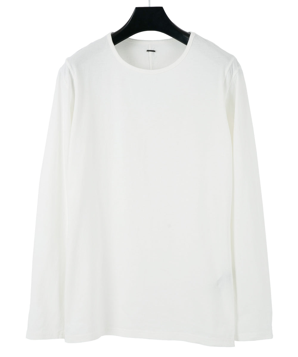 30/- ナチュラルソフト天竺 クルーネック ロングスリーブ T シャツ - WHITE