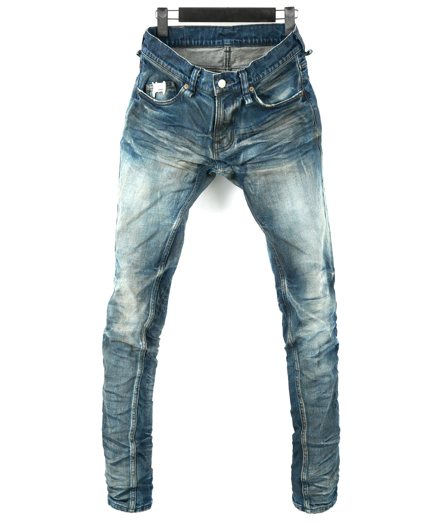 Load image into Gallery viewer, 12.5oz Organic Cotton Stretch Denim Skinny Jeans HARD USED PROCESSING - INDIGO