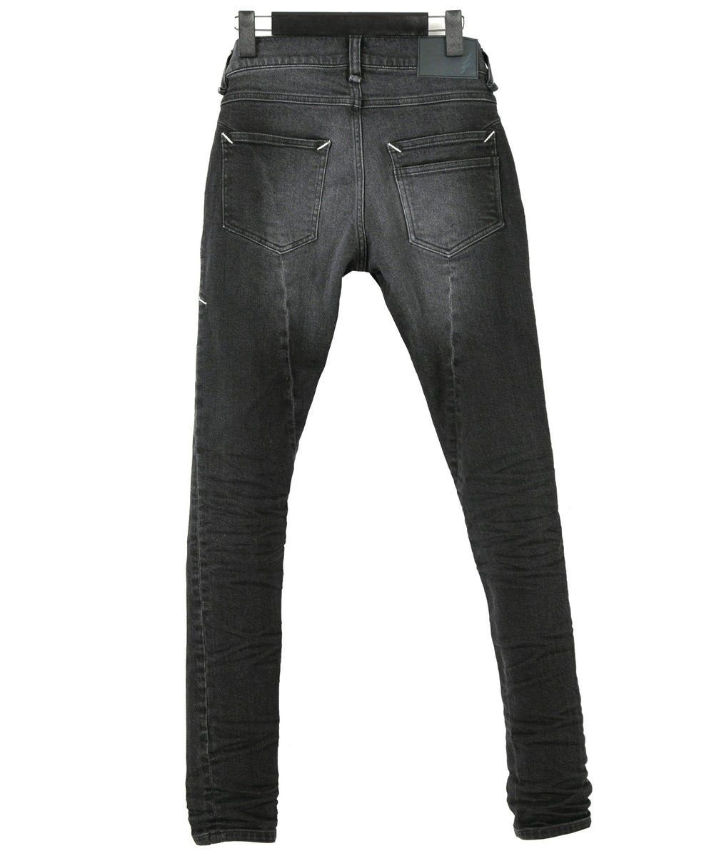 11oz オーガニックコットン SKINNY JOHN ストレッチデニム スキニー ユーズド加工 - BLACK – STRUM OFFICIAL