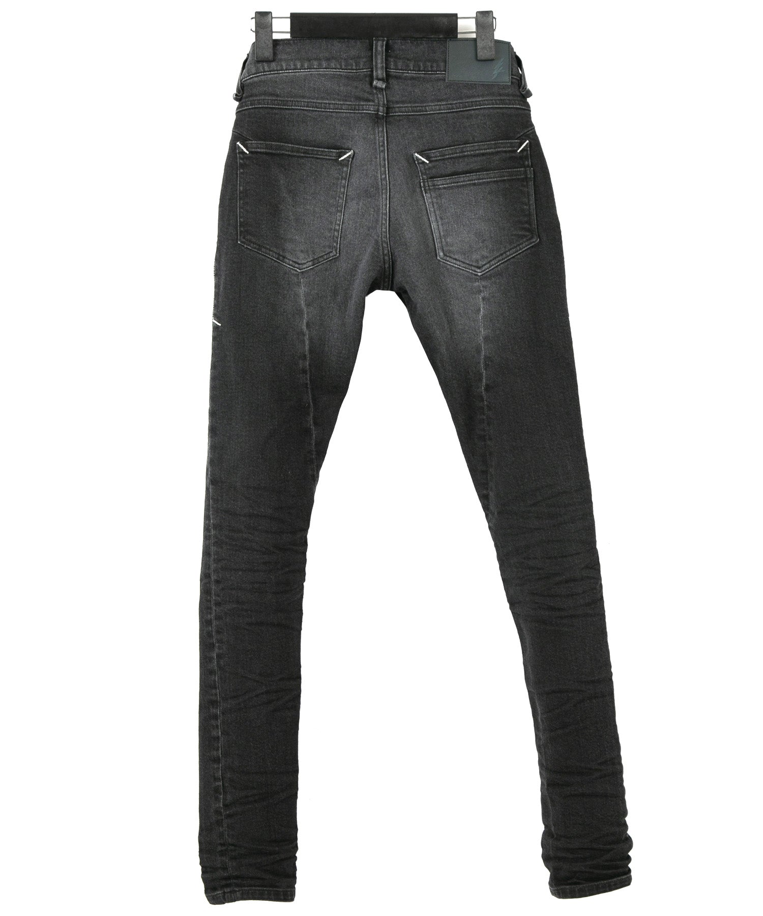 Load image into Gallery viewer, 11oz Organic Cotton Stretch Denim "SKINNY JOHN" Skinny Jeans USED PROCESSING / BLACK