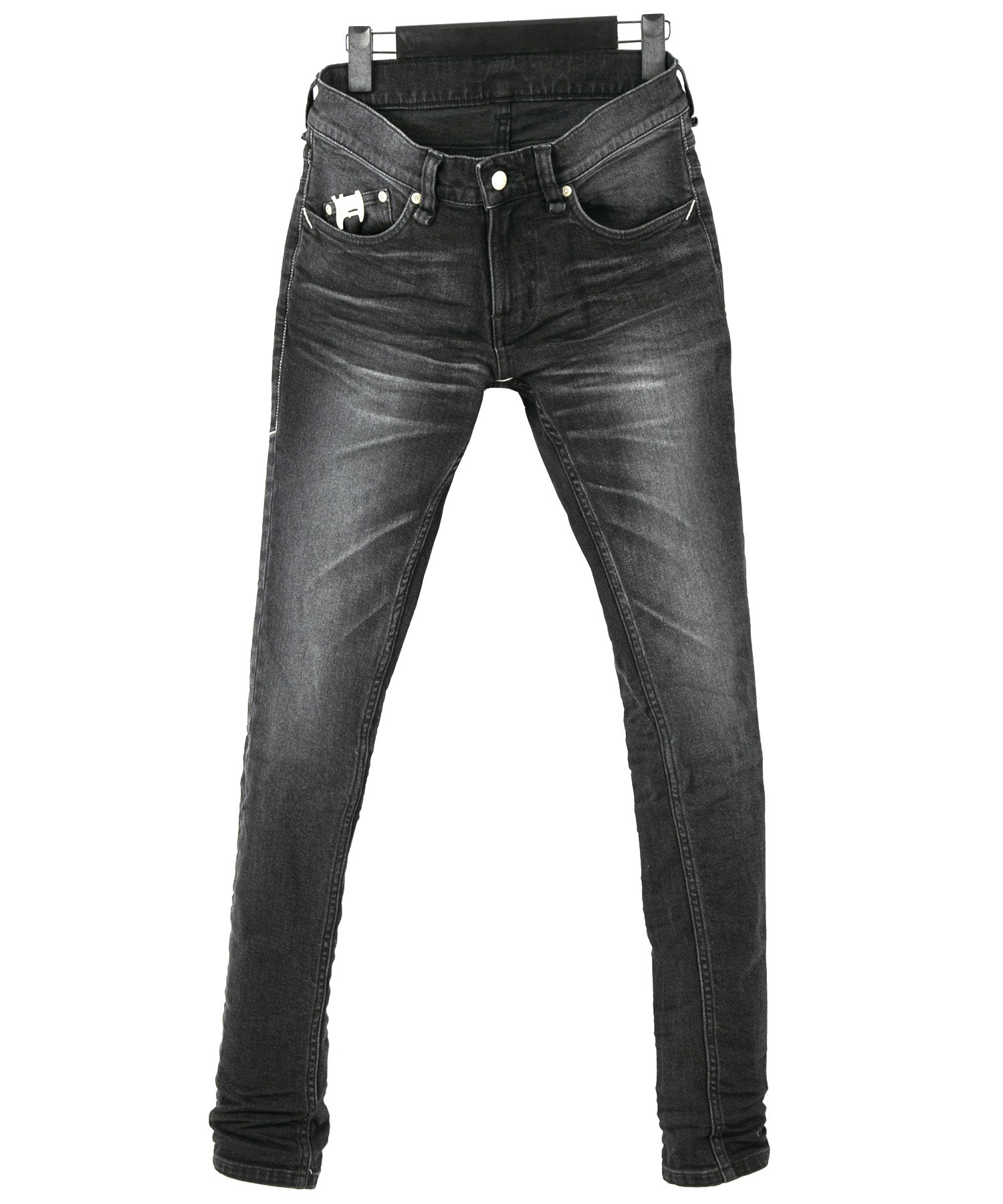 Load image into Gallery viewer, 11oz Organic Cotton Stretch Denim "SKINNY JOHN" Skinny Jeans USED PROCESSING / BLACK