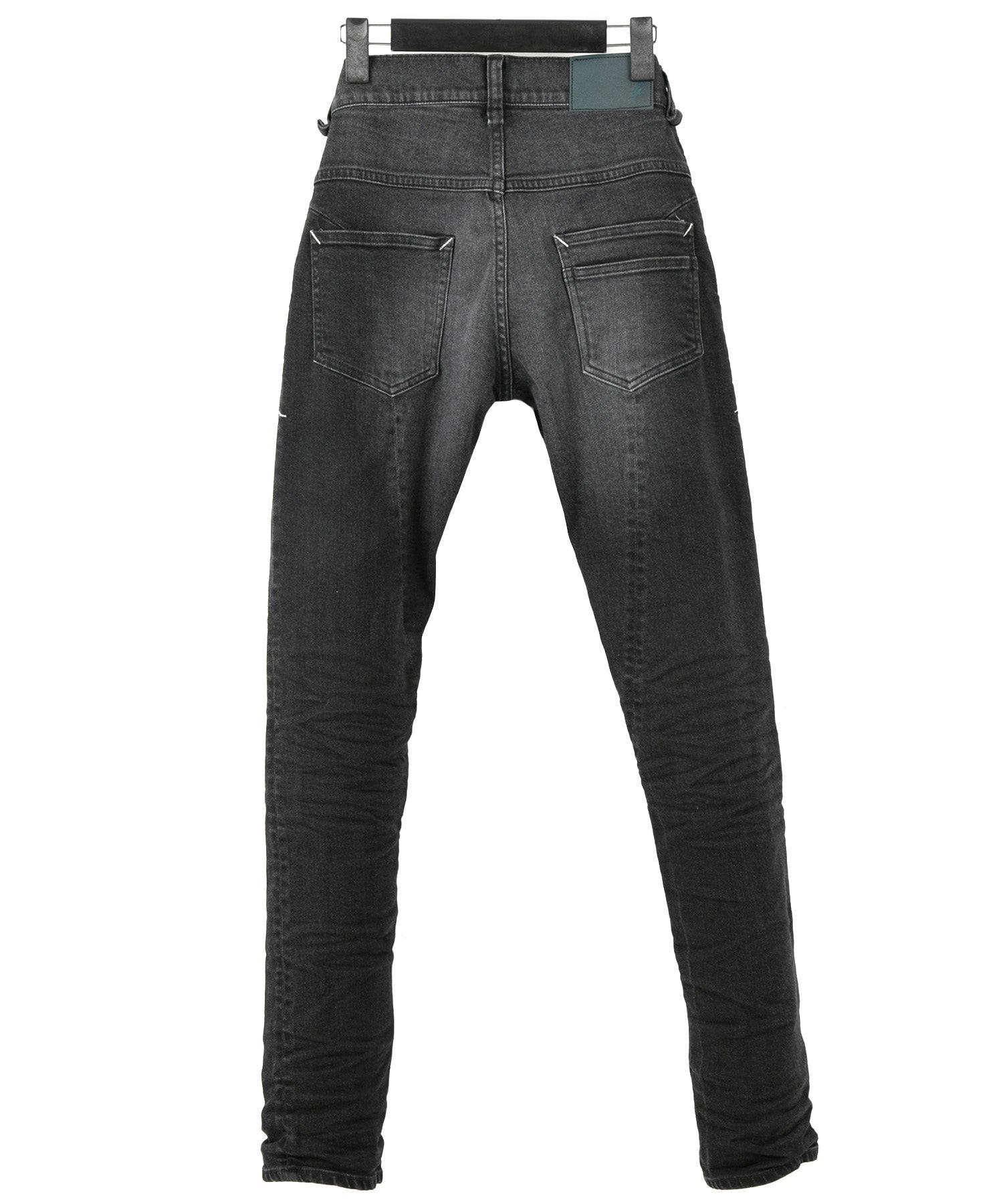 Load image into Gallery viewer, 11oz Organic Cotton Stretch Denim "TIGHT JOE" Tight Straight Jeans USED PROCESSING / BLACK