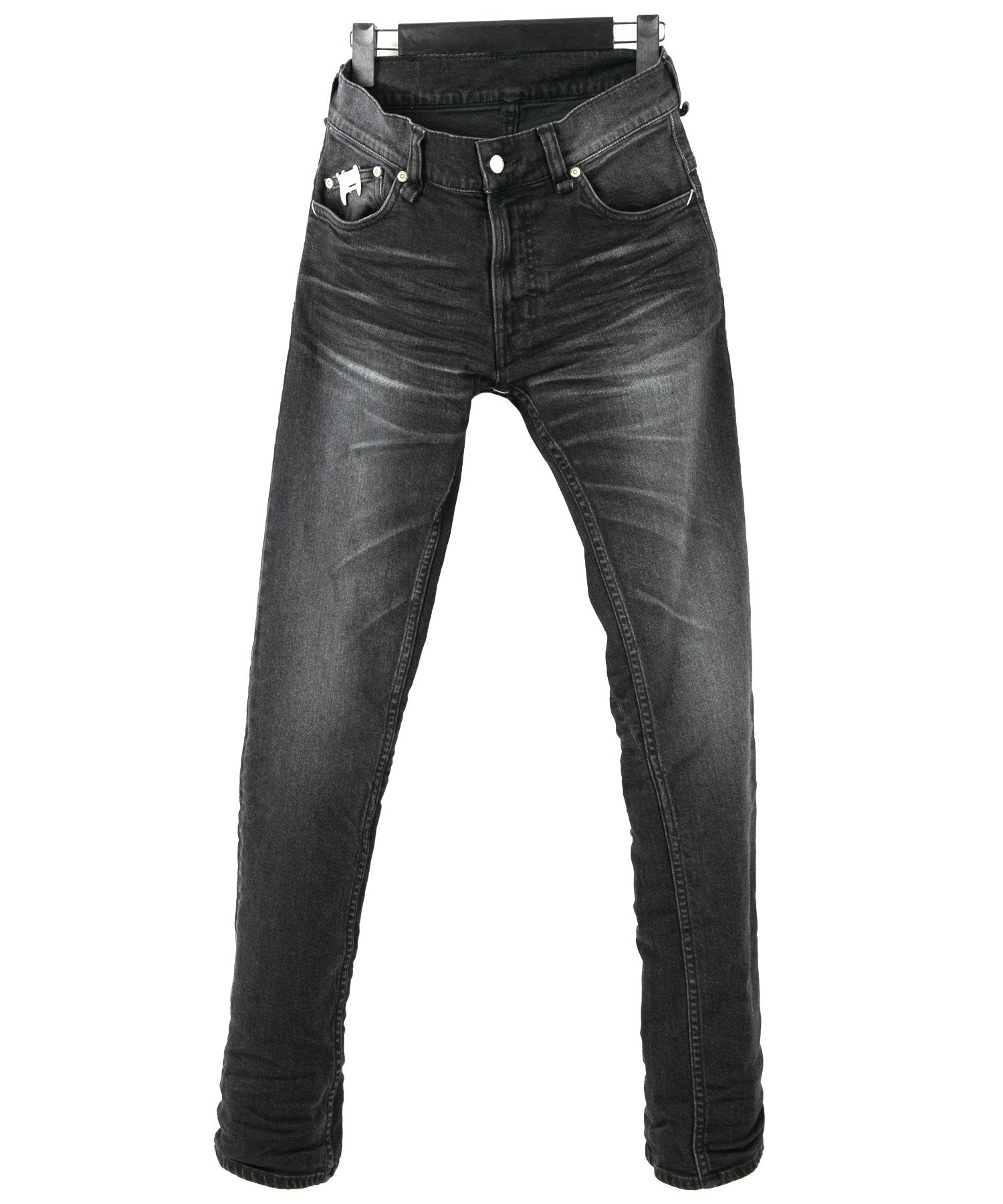 Load image into Gallery viewer, 11oz Organic Cotton Stretch Denim "TIGHT JOE" Tight Straight Jeans USED PROCESSING / BLACK