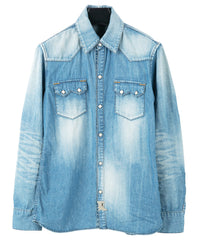Load image into Gallery viewer, 5.3oz Organic Cotton Denim "TRAVIS" Long Sleeved Western shirt / INDIGO