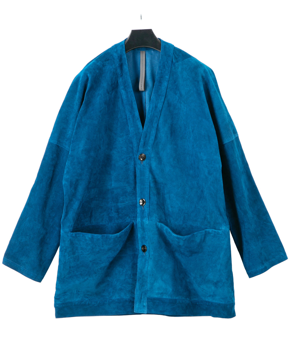 地生カーフスエード KURT オーバーカーディガン - BLUE – STRUM OFFICIAL