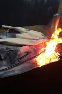 画像をギャラリービューアに読み込む, 【Burning dyed】地生フルタンニン カーフシュリンク VINCENTS シングルライダースジャケット - GUN BLUE