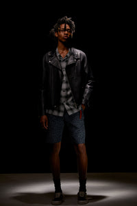 Nylon Cotton Two-Bath Dyed Leopard Jacquard Shorts - GRAY