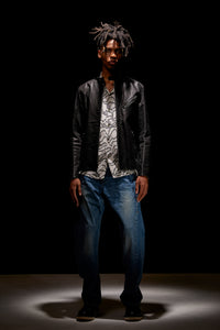 Cupra rayon print L/S open collar shirt - WHITE