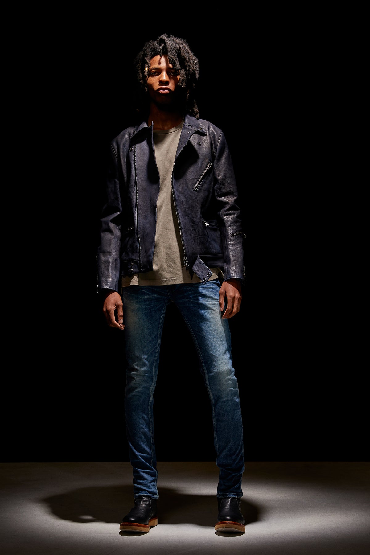 12.5oz オーガニックコットン ストレッチデニム TIGHT JOE タイトストレート ユーズド加工 - INDIGO