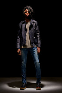 12.5oz オーガニックコットン ストレッチデニム TIGHT JOE タイトストレート ユーズド加工 - INDIGO