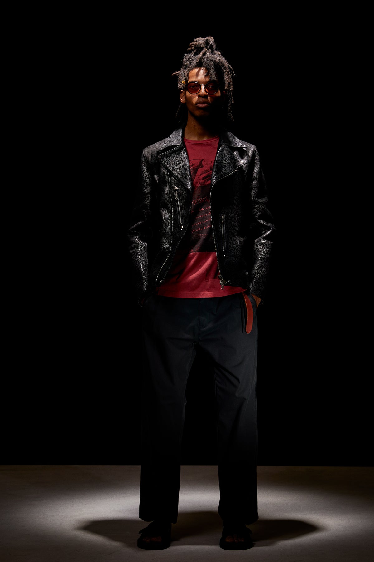 Full tanning pit-tanned shrink-wrapped horsehide HI-FLYER double riders jacket - BLACK