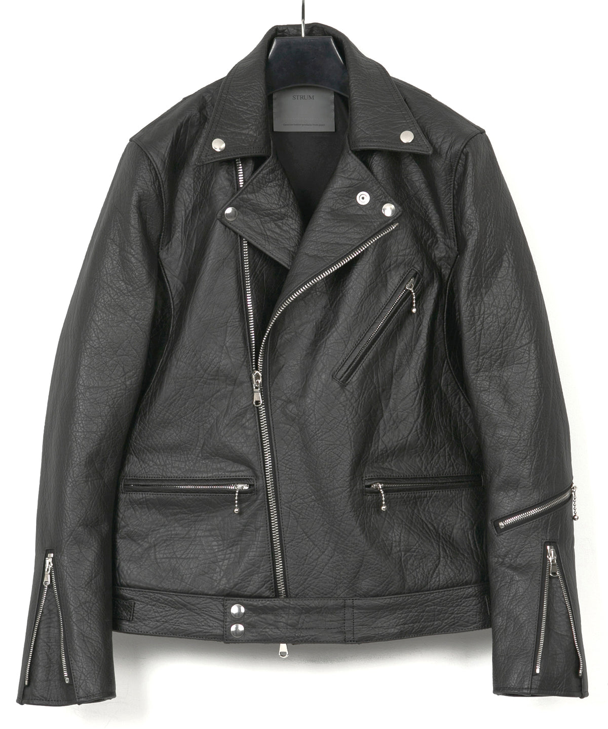 フルタンニン鞣し ナチュラル リンクル ホースハイド SPEEDER ダブルライダースジャケット - BLACK