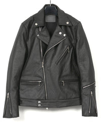 フルタンニン鞣し ナチュラル リンクル ホースハイド SPEEDER ダブルライダースジャケット - BLACK