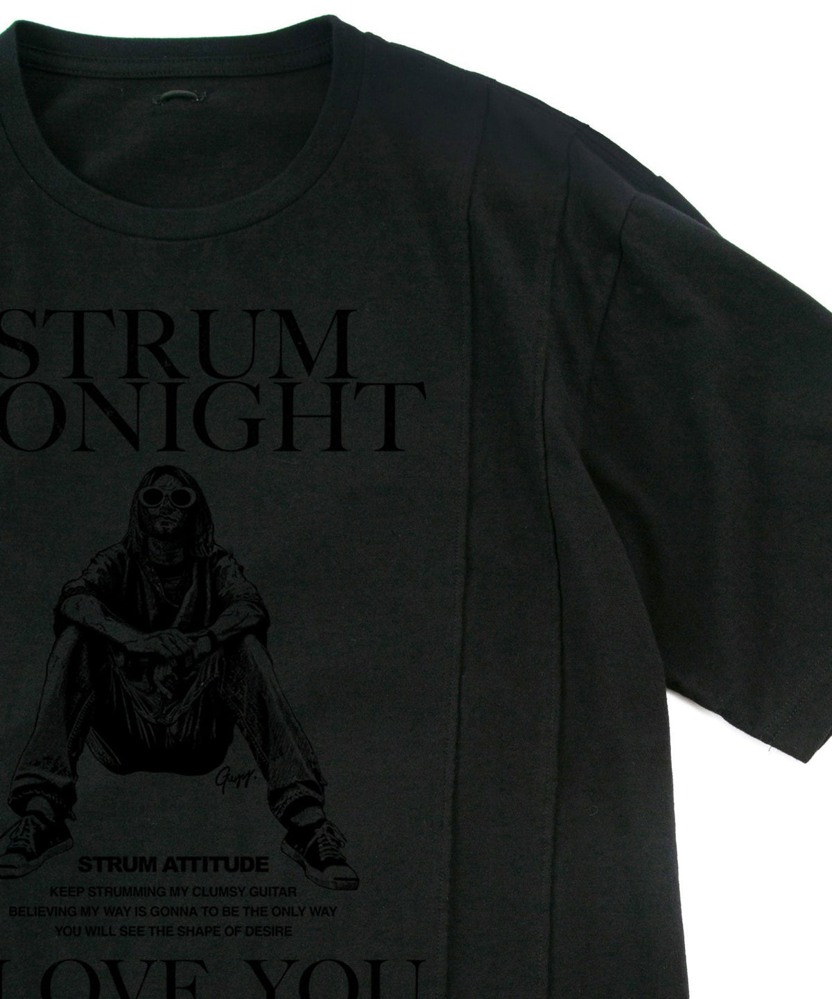 Natural Soft Cotton『I LOVE YOU 』Zombie Wide T-shirt - BLACK