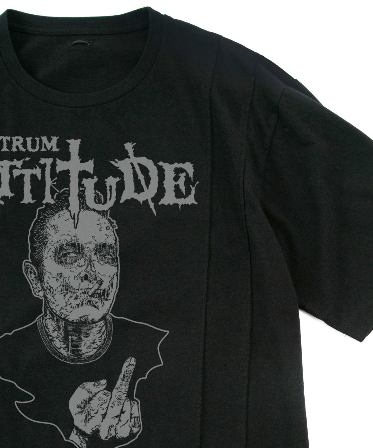 30/- ナチュラルソフト天竺 『You Fuck’in rock 』Zombie ワイド Tシャツ（オーバーサイズ） - BLACK