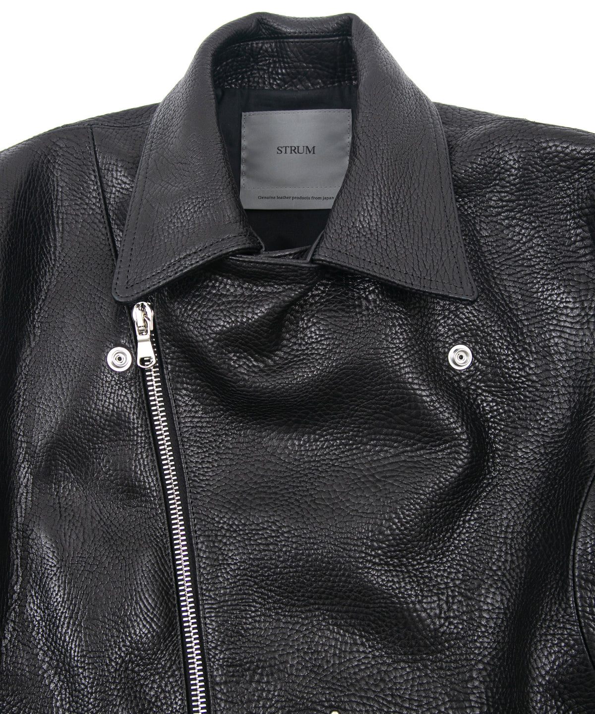 フルタンニン ピット鞣し シュリンク ステアハイド HI-FLYER ダブルライダースジャケット - BLACK