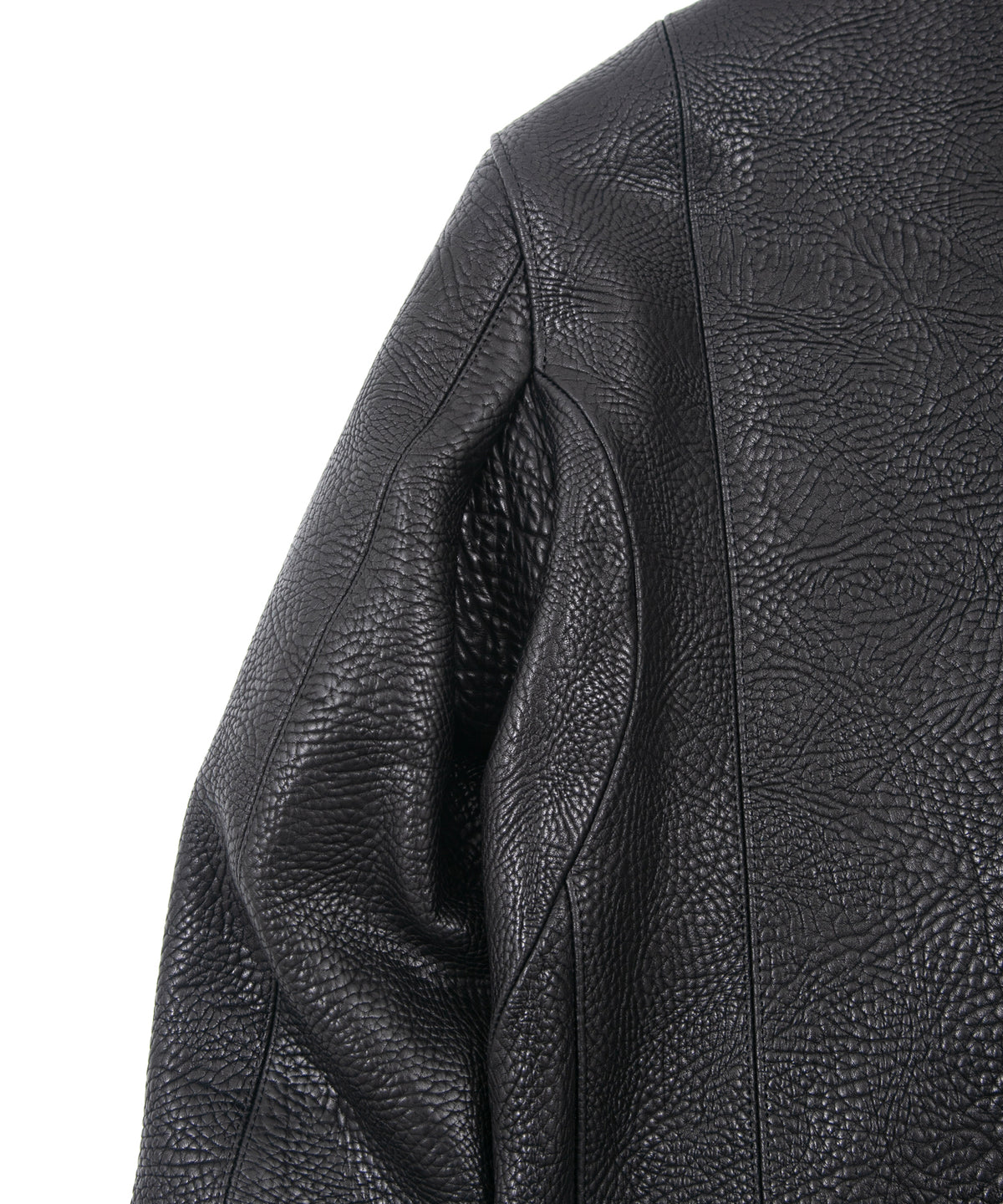 フルタンニン ピット鞣し シュリンク ステアハイド HI-FLYER ダブルライダースジャケット - BLACK