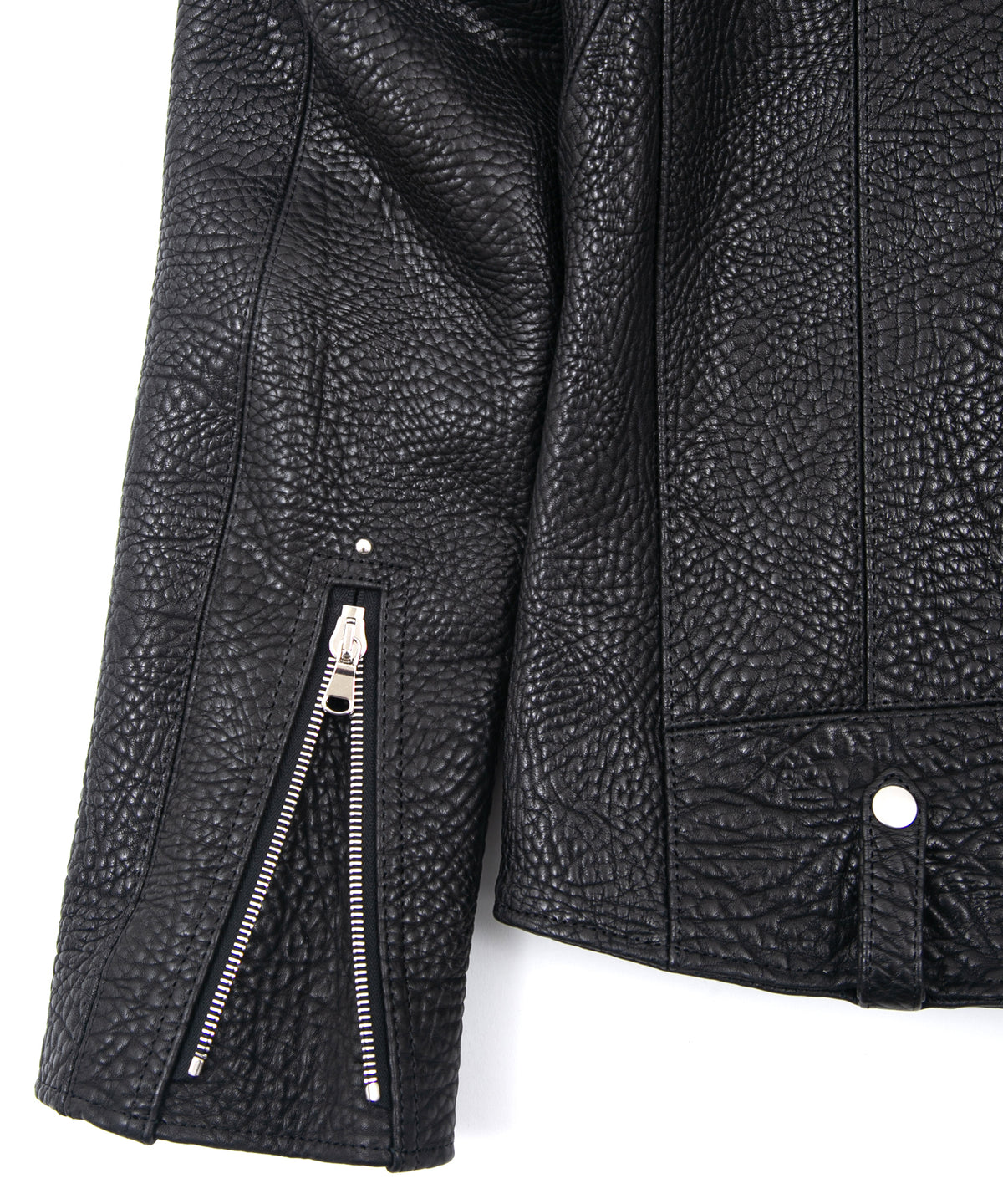 フルタンニン ピット鞣し シュリンク ステアハイド HI-FLYER ダブルライダースジャケット - BLACK