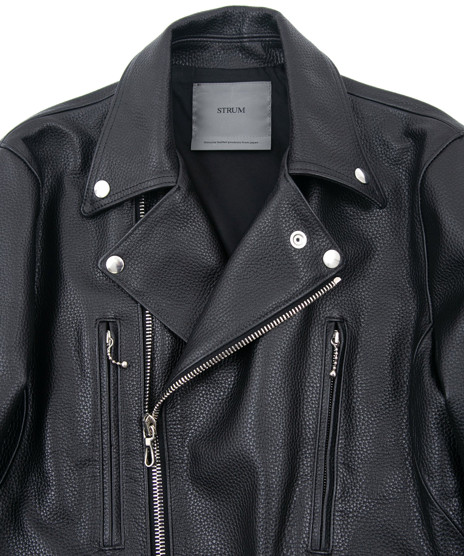 Load image into Gallery viewer, Chrome-tanned Embossed Shrunken Steer LIST Double Riders Jacket - BLACK