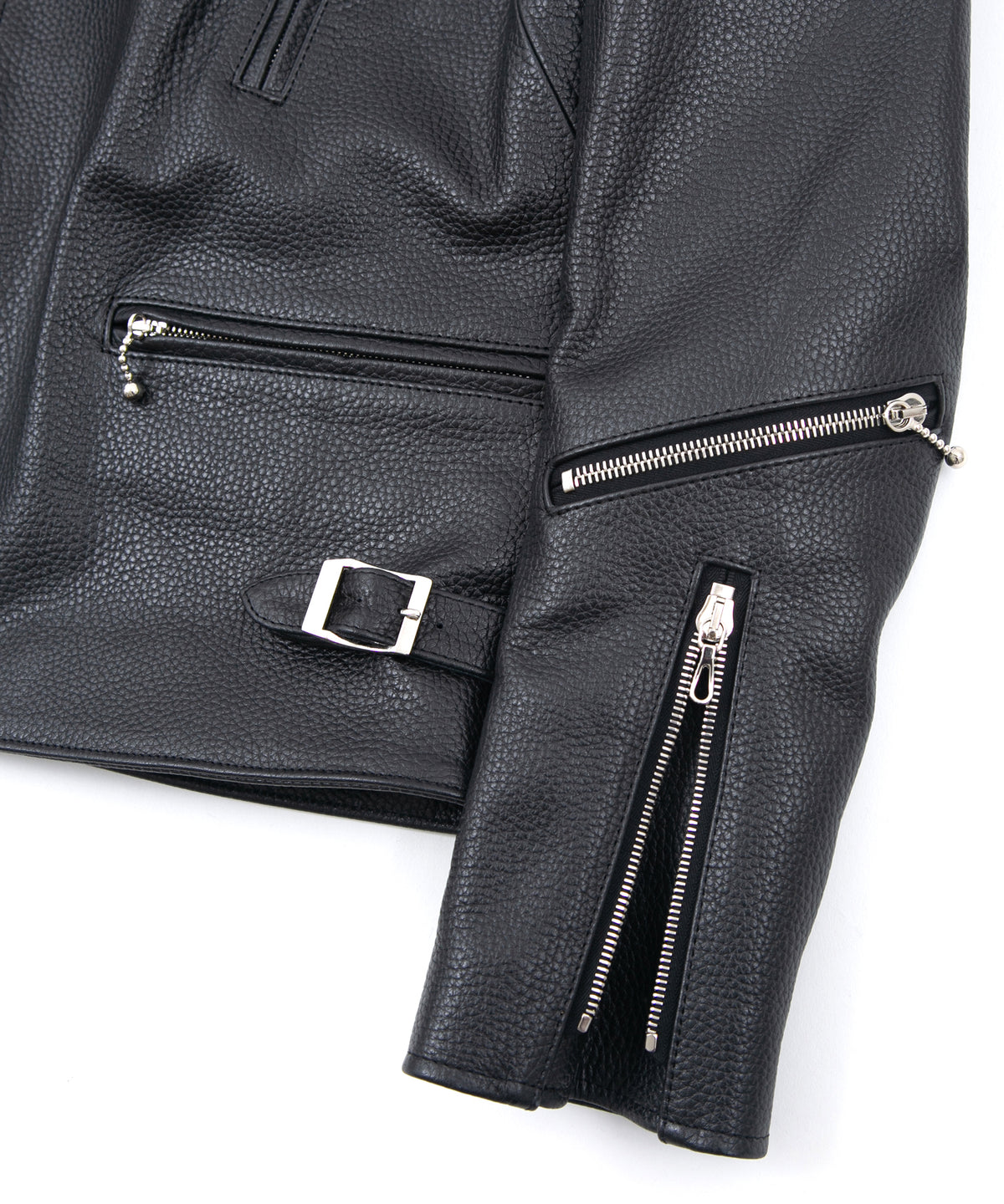 クロム鞣し エンボス シュリンクステア LIST ダブルライダースジャケット - BLACK