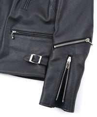 クロム鞣し エンボス シュリンクステア LIST ダブルライダースジャケット - BLACK