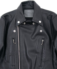 Load image into Gallery viewer, Chrome-tanned Embossed Shrunken Steer LIST Double Riders Jacket - BLACK