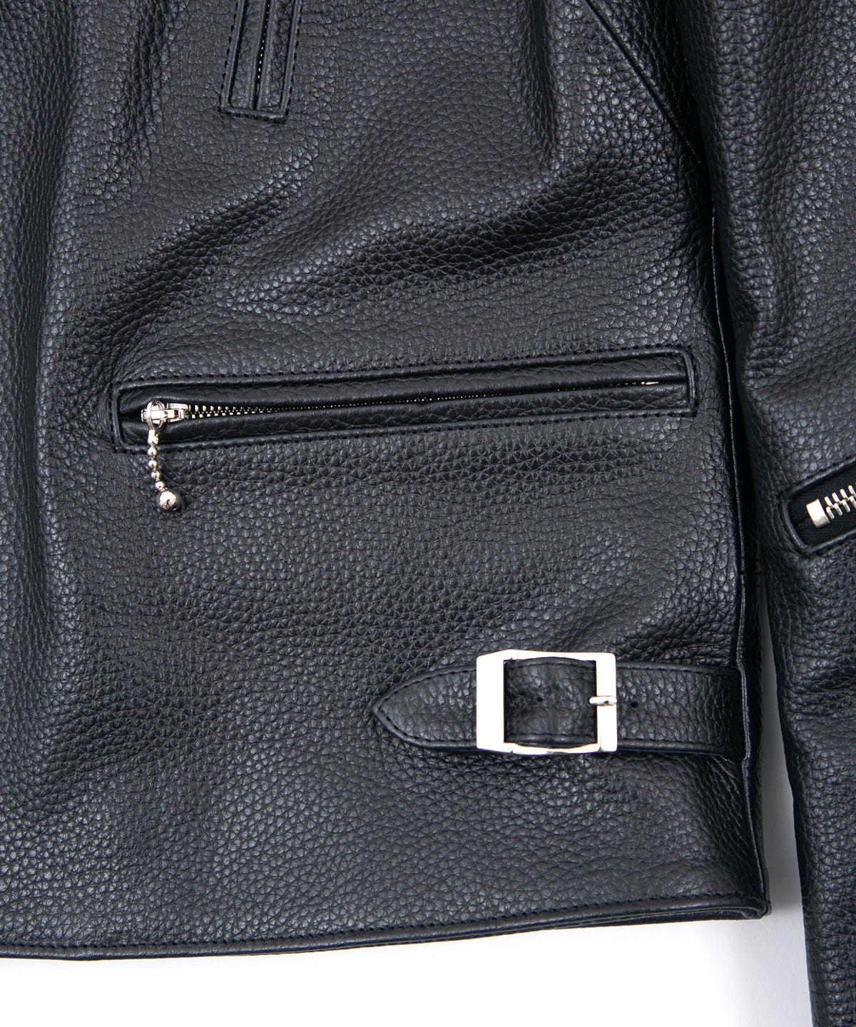 クロム鞣し エンボス シュリンクステア LIST ダブルライダースジャケット - BLACK