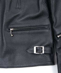 クロム鞣し エンボス シュリンクステア LIST ダブルライダースジャケット - BLACK
