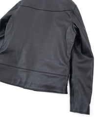 クロム鞣し エンボス シュリンクステア LIST ダブルライダースジャケット - BLACK