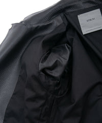 クロム鞣し エンボス シュリンクステア LIST ダブルライダースジャケット - BLACK