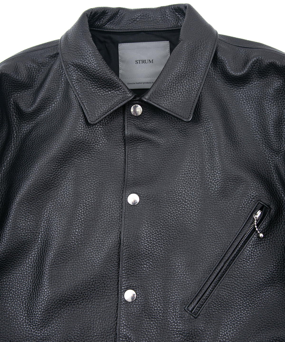 Chrome Tanned Emboss Shrank Steer hide B.STAR Coach Jacket - BLACK