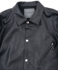 Chrome Tanned Emboss Shrank Steer hide B.STAR Coach Jacket - BLACK