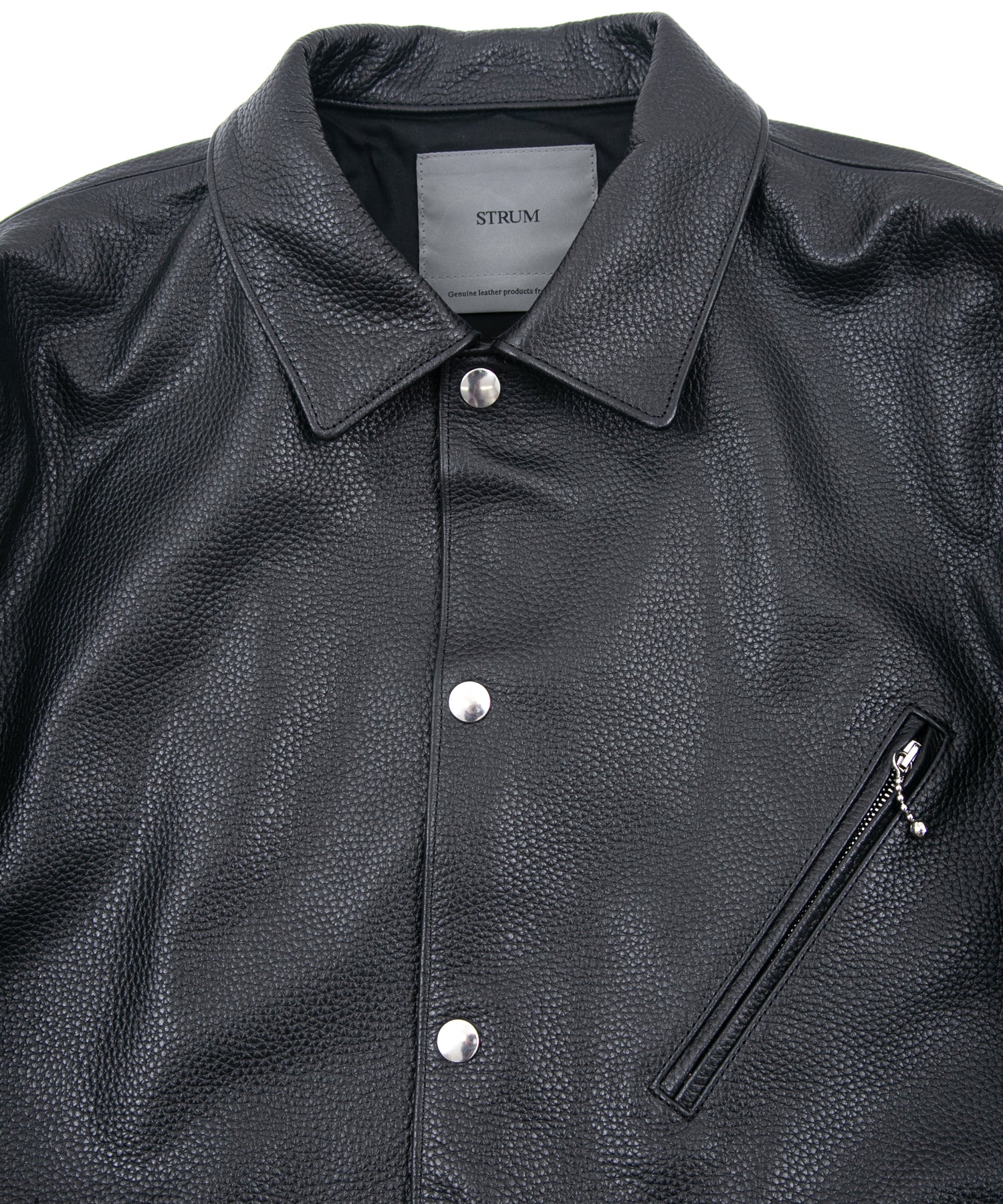 Load image into Gallery viewer, Chrome-tanned Embossed Shrunken Steer B.STAR Coach Jacket - BLACK