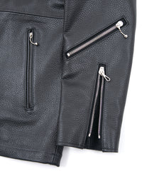 Chrome Tanned Emboss Shrank Steer hide B.STAR Coach Jacket - BLACK