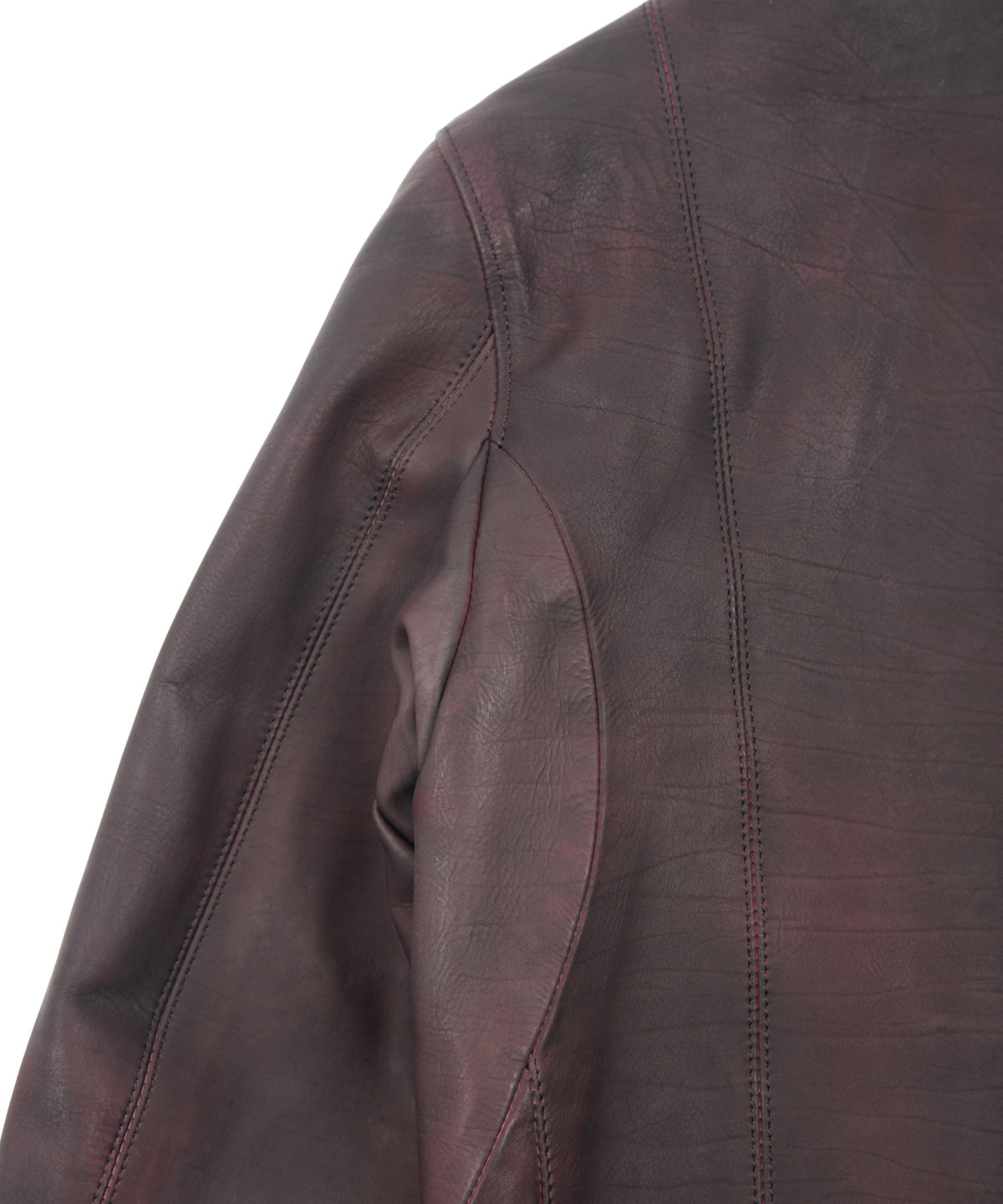 フルタンニン鞣し カーフスキン 燃焼製品染め HI-FLYER ダブルライダースジャケット - CRIMSON RED